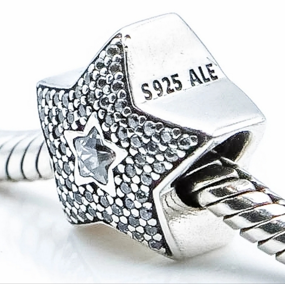 PANDORA Wishing Star Sterling Silver Charm With Clear Zirconia